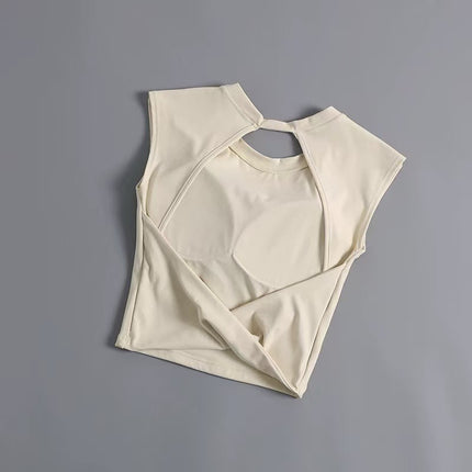 High-class Yoga Top with Chest Mat Yoga Clothing Sports Vest Women's Quick-drying Short-sleeved T-shirt Beautiful Back Fitness Top