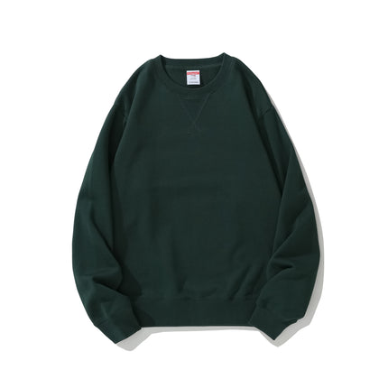 380g Heavyweight Pure Cotton Terry Sweatshirt Men's Sweatshirt American Retro Solid Color Long-Sleeve Crew Neck Unisex Customizable