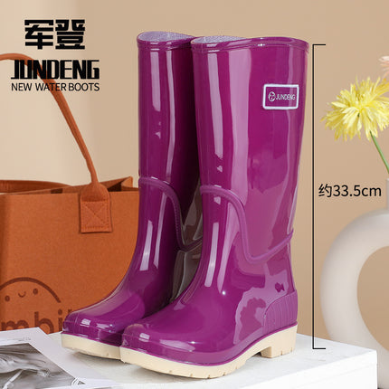 New Cross-Border Fashion Women Rain Shoes High Tube Women's Rain Boots Non-Slip Waterproof Pvc Warm Water Shoes