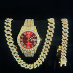 Golden red face (watch + bracelet + necklace)