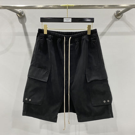 SUBHUMAN Men's, European and American Style Classic Tooling Double Pocket Five-point Harlan Pants Black