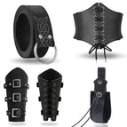 Black 5-piece set (girdle + belt + pouch + 1 pair of wrist guards)
