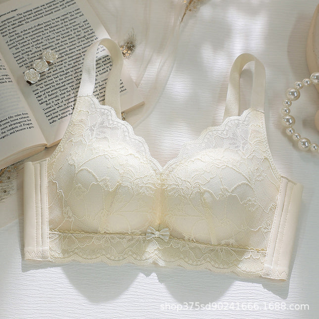 Dd409 Summer Hollow Cup Underwear for Large Busts, Minimizing and Gathering Lace Breathable Thin Adjustable Bra