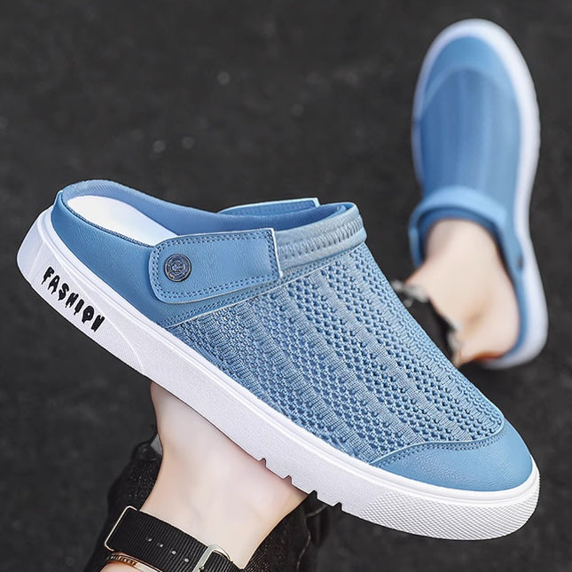 Half-Slippers for Men, Summer Outdoor Wear, Hollow Soft-Soled Clogs, Casual Sports Closed-Toe Dual-Purpose Sandals