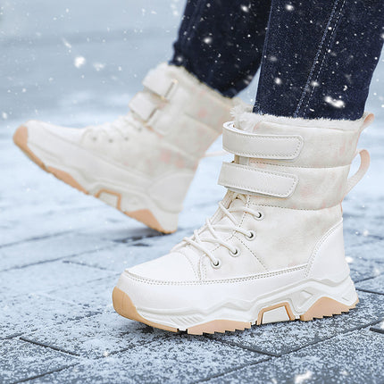 Girls' Snow Boots with Plush Lining, Thickened Cotton Shoes, High-Top Waterproof Large Cotton Shoes, Winter Children's Shoes for Cold Protection and Warmth, Factory Direct Sale