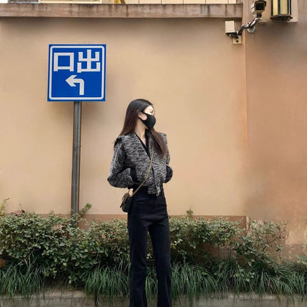 175 Tall Women's Black Bootcut Jeans for Autumn and Winter High-Waisted Elastic Slim Slim Flared Floor-Length Pants