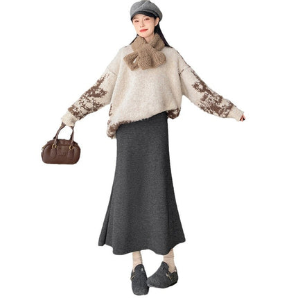 Women's Skirt Autumn/Winter 2026 New Style Gentle and Elegant High-End Feel Slim-Fit Knit A-Line Bodycon Fishtail Skirt