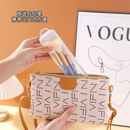 Makeup Brush Storage Box, Portable Dust-Proof Pencil Case with Lid, Eye Shadow Brush, Eyebrow Pencil Organizer Box, Travel Toothbrush Box