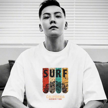 Men's T-shirt Pure Cotton Short-sleeved 2024 New Summer Round Neck Men's and Women's Half-sleeved T-shirt Spring & Fall Popular T-shirt