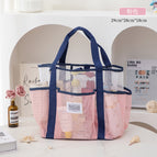 Pink-large mesh cosmetic bag 