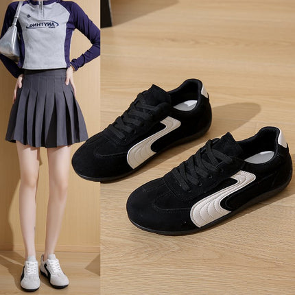 Summer Women's Shoes Black Shoes Women's Mesh Breathable Thin-Soled Moral Training Shoes with Skirts Racing Shoes Casual Sports Sneakers