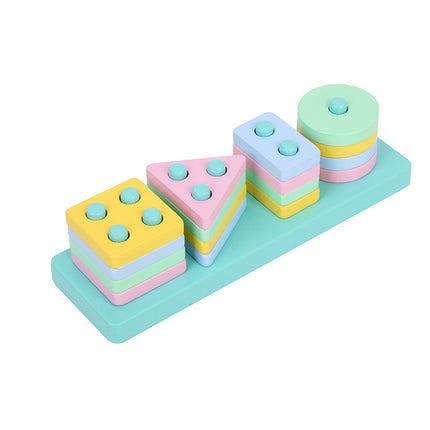 Children's Educational Montessori Geometry Set Column Early Education 3 to 6 Years Old Boys and Girls Baby Shape Matching Building Block Toys
