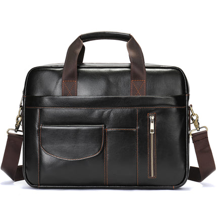 Men's Genuine Leather Briefcase Business Men's Bag Top Layer Cowhide Portable Lawyer Computer Bag Men's Shoulder Crossbody Bag