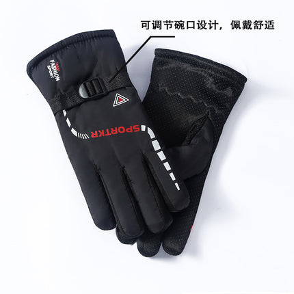 Men's ski gloves winter thickened non-slip riding fleece-lined warm gloves winter wind and cold protection cycling wholesale