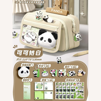 Large-Capacity Panda Pencil Bag High-Value Stationery Bag 2025 Girls New Multi-Functional Stationery Box Set Junior High School Students