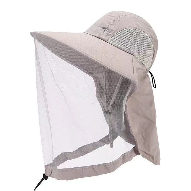 Mesh Anti-Mosquito Sun Hat for Men in Summer Large Brim Anti-Uv Mountaineering Travel Hat for Women Outdoor Sun Protection Fishing Hat