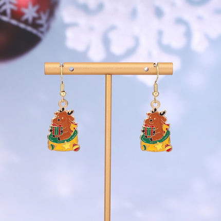 Cross-border personality Christmas series elk gingerbread earrings European and American cartoon oil Santa Claus earrings