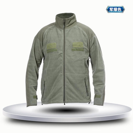 Autumn and Winter Camouflage Outdoor Men's Stand-Collar Fleece Jacket with Magic Chest Patch, Tactical Outdoor Sports Thickened Warm Clothing