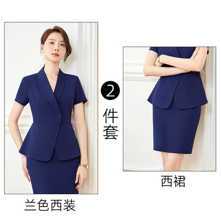 Black suit business wear suit women's summer jewelry store hotel manager Front desk workwear temperament overalls skirt