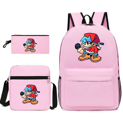 2021 Friday night backpack shoulder bag pencil case three-piece canvas schoolbag set
