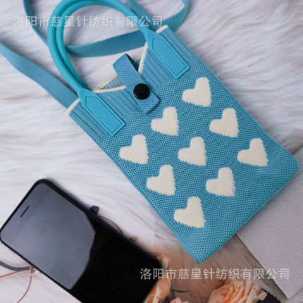 Girl's Heart-Shaped Knitted Crossbody Bag
