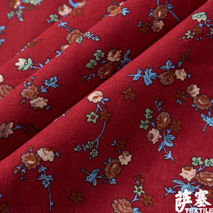Ethnic Bohemian Fabric Printed Cotton and Linen Small Floral Pastoral Style Clothing Fabric Retro Southeast Asia