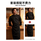 Black Top Long Sleeve Black Half Apron / M