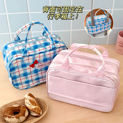 Korean-Style High-Value Three-Layer Makeup Bag, Versatile Portable Toiletry Bag with a Girly Touch, Large-Capacity Portable Travel Storage Bag