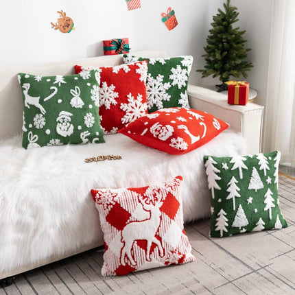 New Christmas Pillow Case Snowflake Velvet Jacquard Christmas Tree Elk Pillow Cushion Cross-border Holiday Decoration Cushion Cover