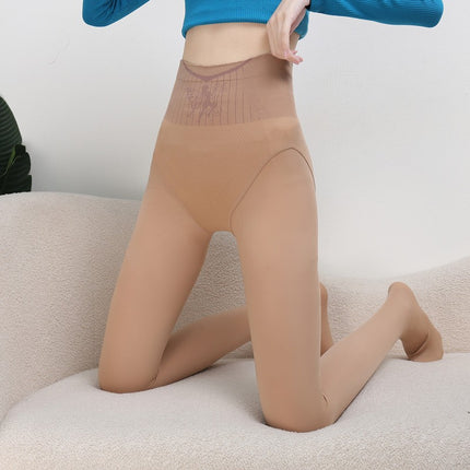 Flower Fairy Black Silk Waterlight Skin-transmitting Pants Autumn and Winter fleece-lined Thickened Naked High Waist Abdominal Hip-lifting Light Leggings