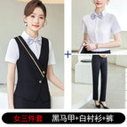 Women's three-piece black vest + white shirt + pants / S