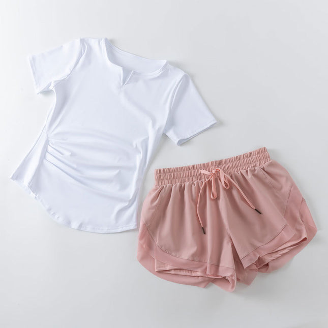 Sports Suit for Women, Summer Thin Style, Loose Fit, Large Size, Short-Sleeved Top, Gym Morning Running Yoga Wear, Breathable New Style