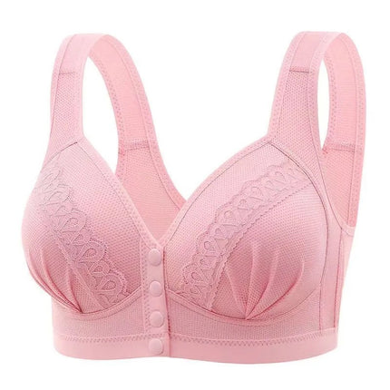 Breathable Cross-border Front Snap No Steel Ring Fixed Cup Bra Beautiful Back Traceless Top-up Thin Mom Vest-style Underwear