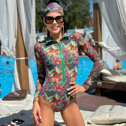 Upf Russian Sun Protection Swimsuit Women's Купальник European and American One-Piece Swimsuit Bikini Two Pieces