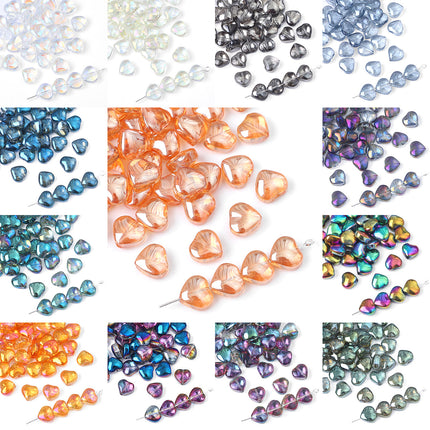10mm Glass Color-Coated Peach Heart Crystal Beads Loose Beads DIY Handmade Necklace Bracelet Ear Jewelry Manufacturer Direct Sales Wholesale