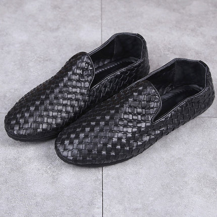 Men's Folding Wallet Shoes Genuine Leather Shoes Loafers British Korean Style Slip-on Portable Travel Shoes