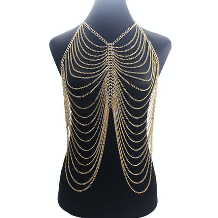 European and American Cross-Border New Exaggerated Women's Tassel Body Chain Bikini Necklace Prom Clothing Accessories Necklace