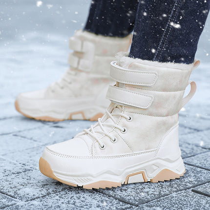 Girls' Snow Boots with Plush Lining, Thickened Cotton Shoes, High-Top Waterproof Large Cotton Shoes, Winter Children's Shoes for Cold Protection and Warmth, Factory Direct Sale