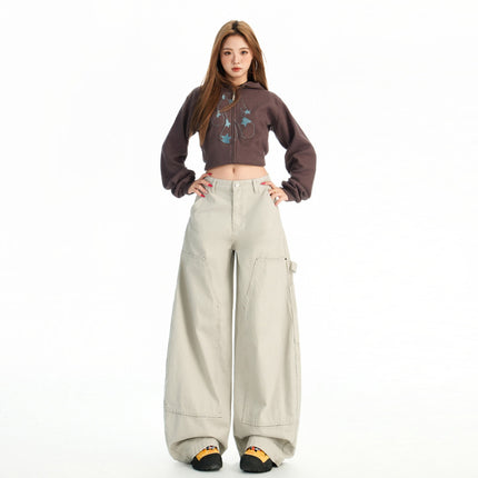 American Street Design Silhouette Scimitar Pants Women's Personalized Loose Wide-Leg Floor-Length Pants 2025 Early Autumn New Style