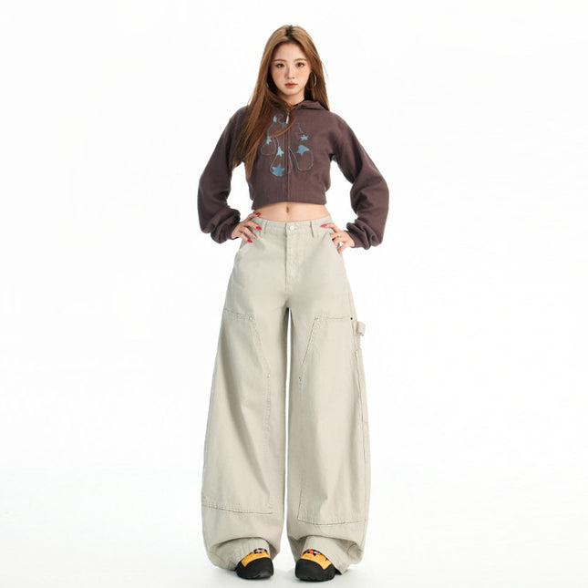 American Street Design Silhouette Scimitar Pants Women's Personalized Loose Wide-Leg Floor-Length Pants 2025 Early Autumn New Style