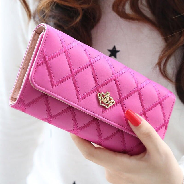 Factory wholesale new wallet female rhombus large capacity girl long wallet fashion mobile phone bag multi-card card holder