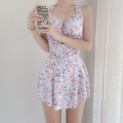Sexy Swimsuit Women's One-Piece Boxer Conservative Slimming Belly-Covering Sexy Hot Spring Fresh Girl Student Swimsuit