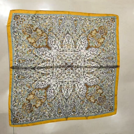 Korean Cashew Silk Scarf Women's Square Scarf Leopard Print Silk Scarf Imitation Silk Scarf Elegant Fashion Four Seasons Cross-Border Printed Scarf