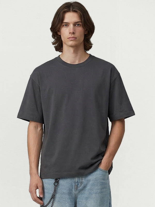 Dan Baoni | Summer Cool Sense Sunscreen Solid Color Advanced Sense Ice Silk Men's T-Shirt Loose Round Neck Shoulder Short Sleeve Customization