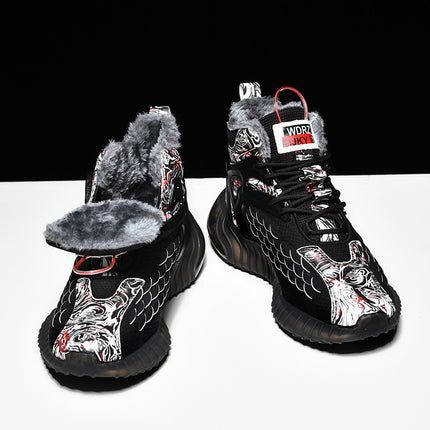 Cross-Border Men's Shoes Winter 2025 New Style Fleece-Lined Warm Cotton Shoes Trendy Versatile Running Sports Casual Dad Shoes