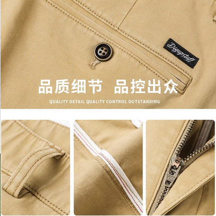 Binhaolu Men's Clothing High-End Pure Cotton Casual Pants for Men, Autumn and Winter Style with Fleece, New Business Style Men's Pants in Navy Blue