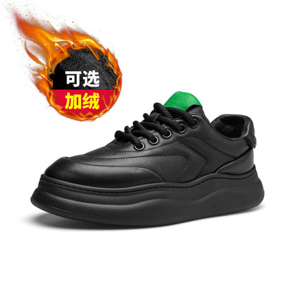 Directly from the Manufacturer, Men's Shoes, Fashionable Autumn New Models, Lightweight Thick-Soled Genuine Leather White Sneakers, Casual Board Shoes, Dropshipping Available