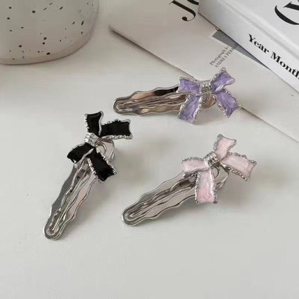 Sweet and Cool Bow Hairpin for Women Dopamine Y2K Side Bangs Clip High-End Exquisite Versatile Hairpin Clip