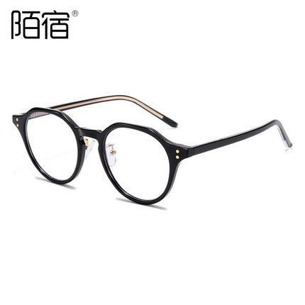 Olive green glasses frame Korean fashion retro polygon TR90 plate flat needle with myopia 2022 anti-blue light
