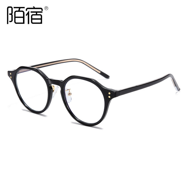 Olive green glasses frame Korean fashion retro polygon TR90 plate flat needle with myopia 2022 anti-blue light